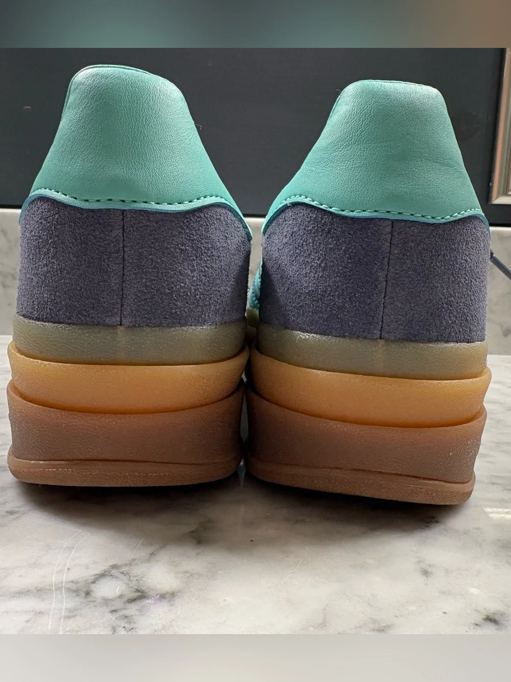 NWOB Adidas Gazelle Bold Women’s Size 7.5 Sneakers Navy Mint Gum Platform Shoe